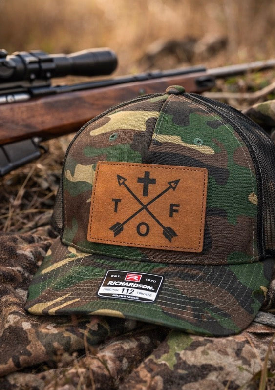Camo Tri Color and Black Richardson 112 Trail of Faith Leather Patch